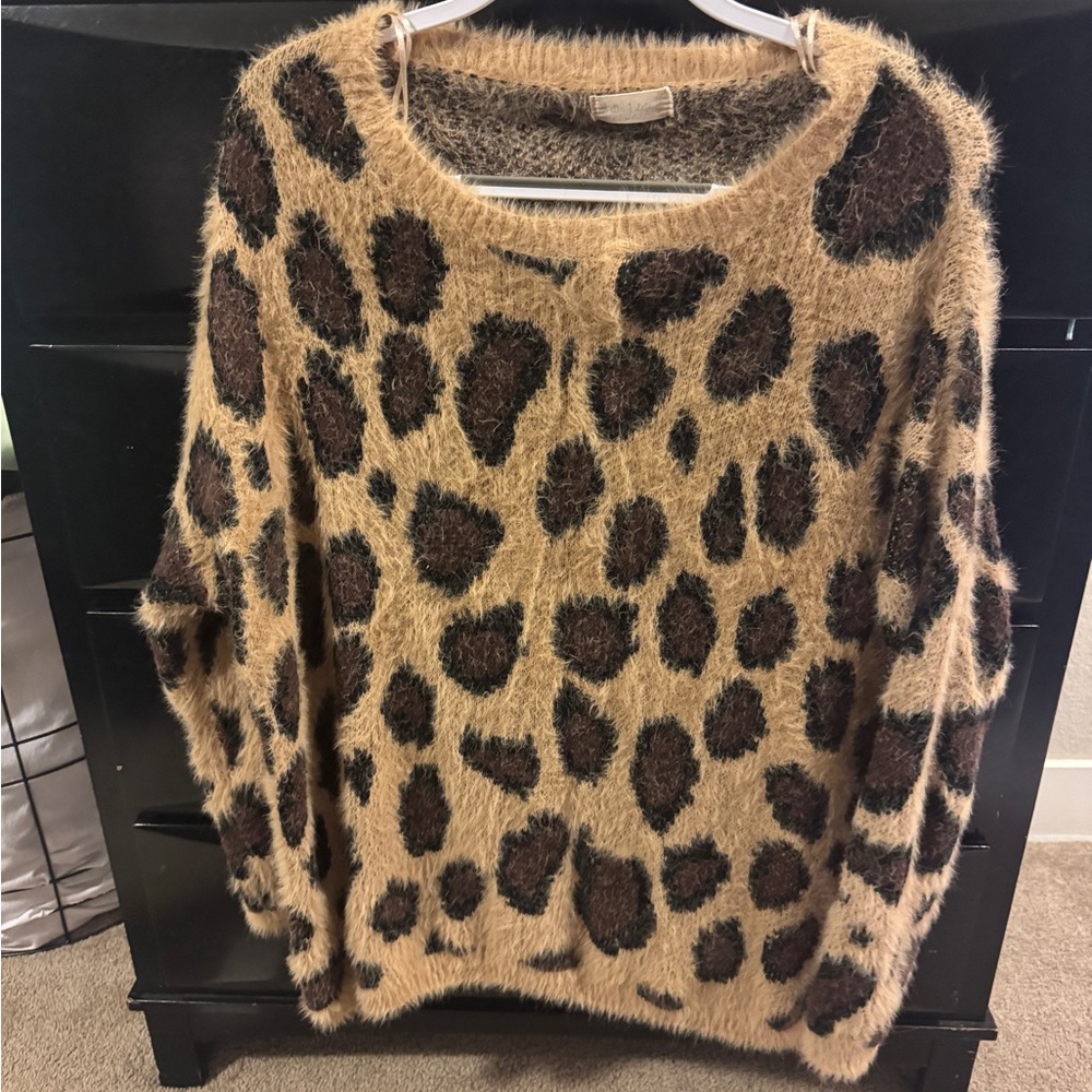 Altar'd State Tan and Brown Leopard Sweater